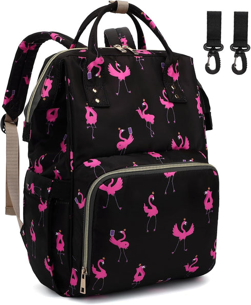 Dezcrab Flamingo Baby Diaper Bag Backpack for Women, Large Capacity Waterproof Maternity Travel