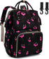 Dezcrab Flamingo Baby Diaper Bag Backpack for Women, Large Capacity Waterproof Maternity Travel