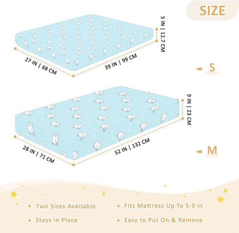 miaozhen 1 Pack 52x28 Cotton Baby Crib Sheets Soft Stretchy Cute Animal Hawk Star Pastel Blue Muslin Toddler Crib Sheet