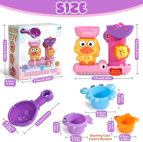 1-3 1+ 3 1 Baby Bath Toys for Kids Ages Interactive Toddler Bath Toys Duck Learning Mold Free Shower Tub Toys for Year