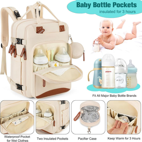 Backpack,BAGPARKK Backpack Diaper Bag Multi function Baby Bag with Portable Changing Pad, Pacifier Holder,Waterproof