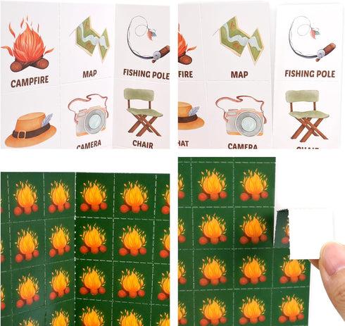 Camping Bingo Game for Kids, 24 Players Outdoor Party Camp Adventure Activities Supply