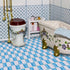 Doll House Furniture 27pcs Miniature Mosaic Floor Tile Sheet for Blue and White Tile Flooring