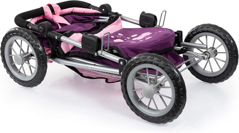 Bayer Stylish Baby Doll Pram Stroller - Purple & Pink with Adjustable Handle