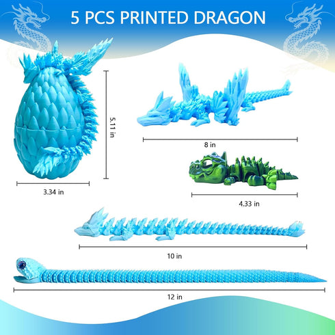 TJYZGXQ 5pcs,12" 3D 5-7 4-6 8-12 Printed Dinosaur Eggs,Dragon Egg,Crystal Dragon Toys,Snake Eggs, T RexAnimals,Fidget