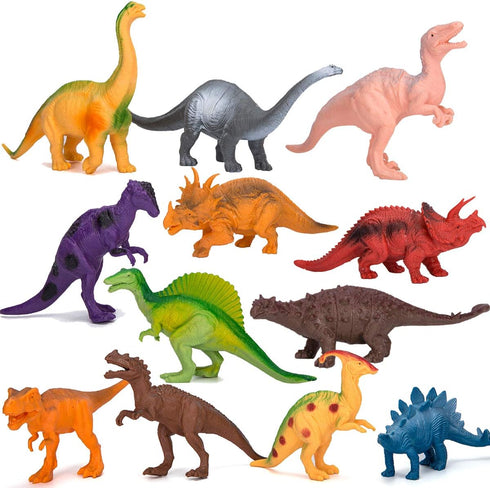 Kids 12 Pack Jumbo Plastic Dinosaur Figures Toys, 7 Inch STEM Educational Realistic Playset for Boys Girls Toddlers