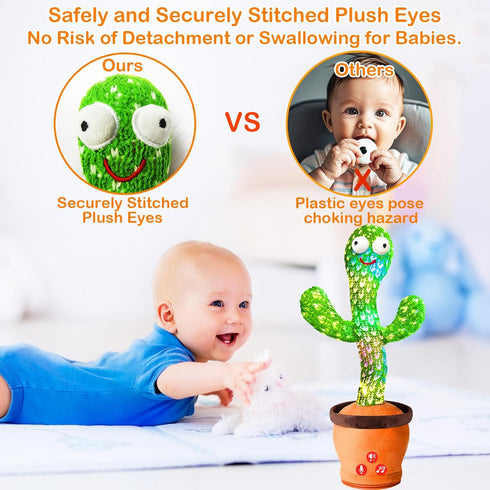 18 51 1 Rechargeable Dancing Talking Cactus Toy Mimics back, Singing Cactus Baby Toy, Educational Baby Toys months+ w/