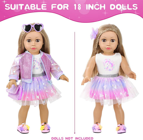 18 Inch Set 18 Inch Set American Doll Makeup Accessories and Clothes Includes Doll Clothes and Shoes Bag Makeup Brush