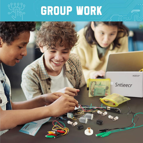 Sntieecr 3 Pack 42 PCS Electric Circuit Motor Kit - Educational Montessori Learning Kit for Kids DIY STEM
