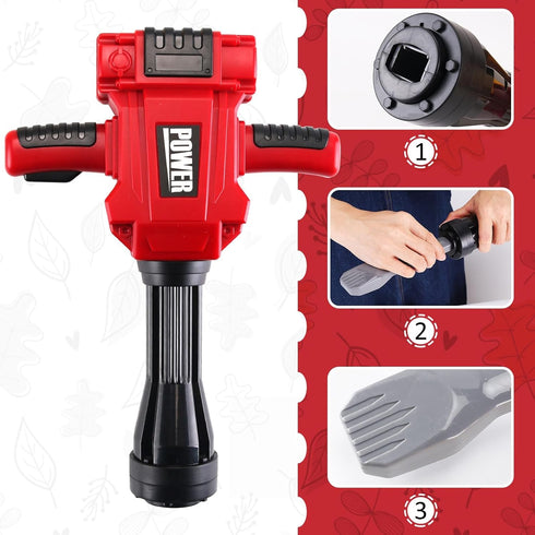 Kids Jackhammer Toy Drill with Goggle and Protection Mask, Pretend Play Power Tools for Boys & Girls