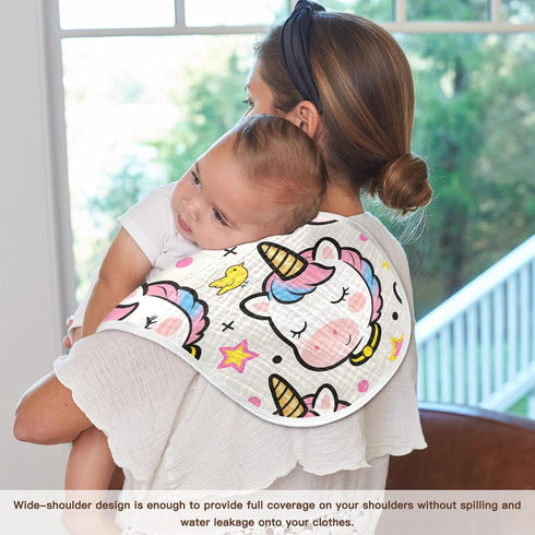 decor gift 4 Pack 22x11in Cotton Burp Cloth Soft and Absorbent? Cute Cartoon White Rainbow Unicorns Feed Cloth