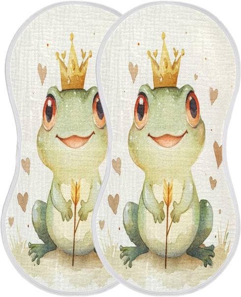 YETTASBIN Watercolor Frog Muslin Baby Burp Cloth, Super Soft Absorbent Cotton Burp Rag Baby Bibs Feeding Cloth