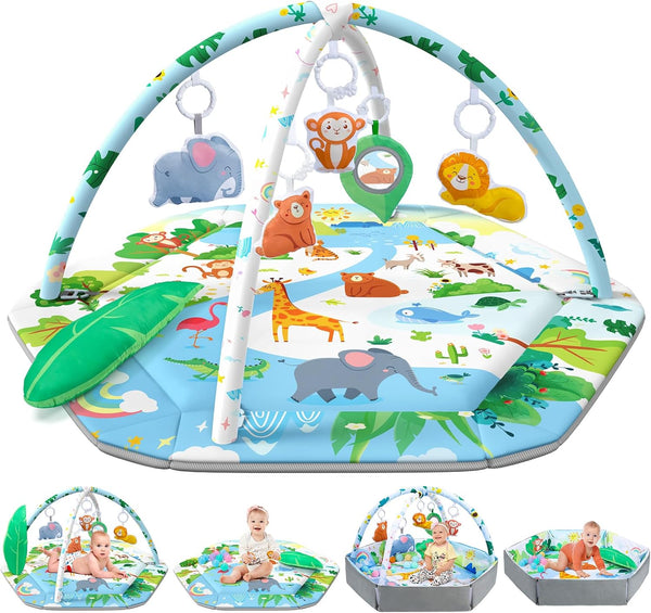 ZFDEBY Baby Gym Play Mat, 8-in-1 Tummy Time Mat & Activity Gym Mat