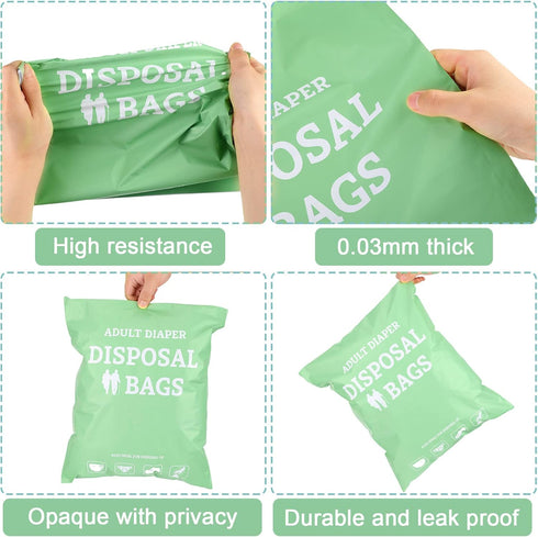 100 PerKoop Pcs Extra Thick Large Adult Diaper Disposable Bags Odor Tight Sealing Disposal Bags Tear Resistance