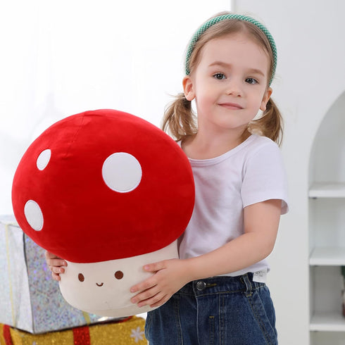 12 Inch WeBingo Mushroom Plush Pillow, Cute Large Mushroom Decor Stuffed Animal Plushies Stuffy for Girl Boy Kid Adult