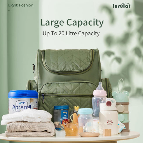 Backpack, Pack, insular Diaper Bag Multi-Function Travel Back Waterproof Changing Bag for Mom Girls, Large Capacity