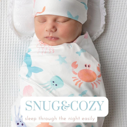 Bellasignoro Sets Newborn Swaddle with Headband Beanie and a Name Card Baby Snug Wrap Receiving Blanket for Baby Boys