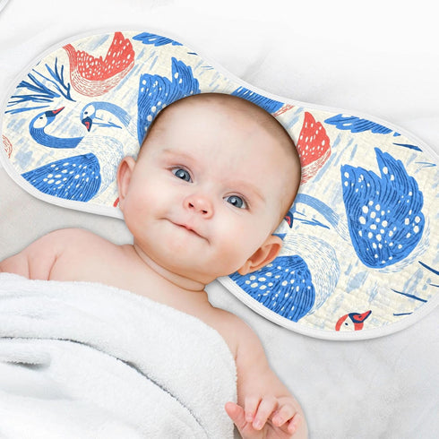 decor gift 4 Pack 22x11in Cotton Muslin Baby Burp Cloths Breathable Red Blue Swans Art Baby Cloth for Gender Neutral