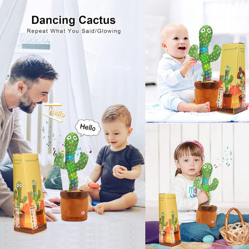 Emoin Dancing Cactus Toy, Cute Plushies Talking Baby Toy for 0-6 Months, Sensory Musical Toy for Babies