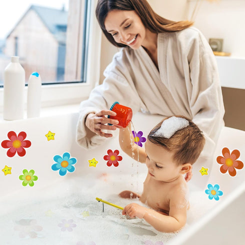 Cecliy 26 Pcs Non Slip Bathtub Stickers, Cute Daisy Shower Floor Non Slip Stickers for Safety Bathroom Tubs Shower