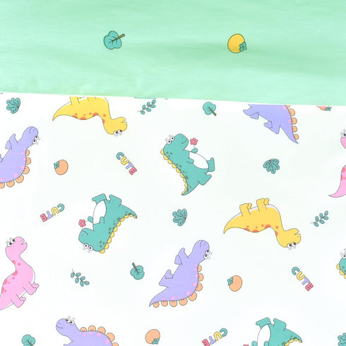 J-pinno Set, 100% 47" 59") Dinosaur Green Cute Boys Girls Cartoon Duvet Cover + Pillowcase Zipper Closure, Cotton
