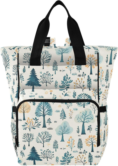 SUABO Various Blue Green Tree Pattern Baby Diaper Bag Backpack Large Bag Waterproof