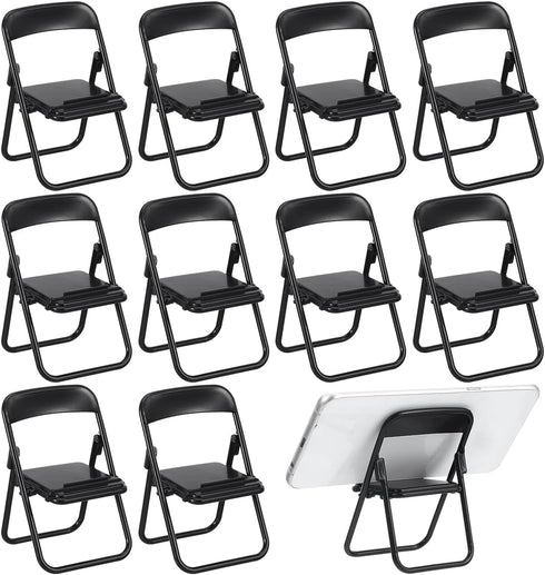 12pcs Gadpiparty Mini Chairs for Crafts, Mini Folding Chair, Action Figure Accessories Phone Holder Stand Doll