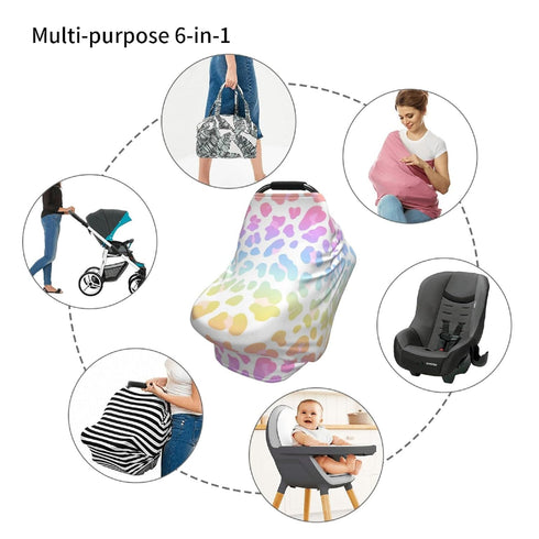 Schgap Pink Leopard Car Seat Cover for Baby, Nursing Cover Breastfeeding Baby Carrier Covers Carseat Canopy for Toddler