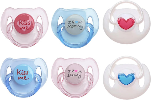 HELERKOL Magnetic Pacifier Pink Blue Set 6 Pieces for Reborn Baby Dolls Feeding