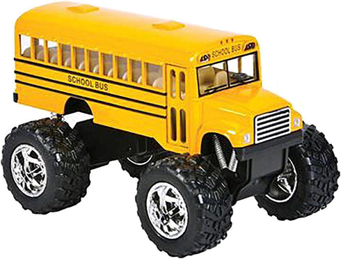 KinsFun 5" Pullback Monster School Bus Die Cast Metal Model, Action Toy Monster Truck