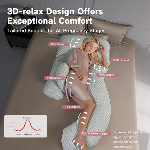 Pregnancy Pillow for Sleeping, Full Body Maternity Pillow with Removable Cover, Detachable U-Shape Pregnancy Body