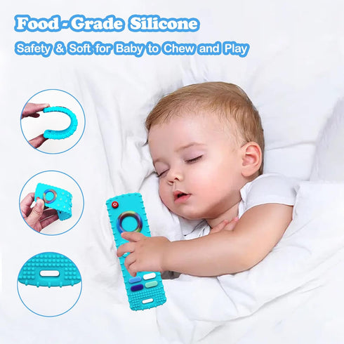 2-Pack Silicone Baby Teething Toys, TV Remote Teethers for 6-12-18 Months Infant, Fire Remote Shape Toddlers Silicone Teethers for Boys and Girls Sensory Toy