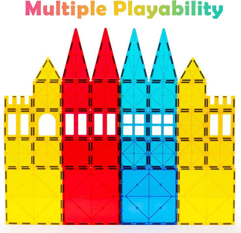 Gemmicc 6 PCS Large Magnetic Tiles, Jumbo Magnet Base Plates, STEM Building Blocks for Kids Boys Girls
