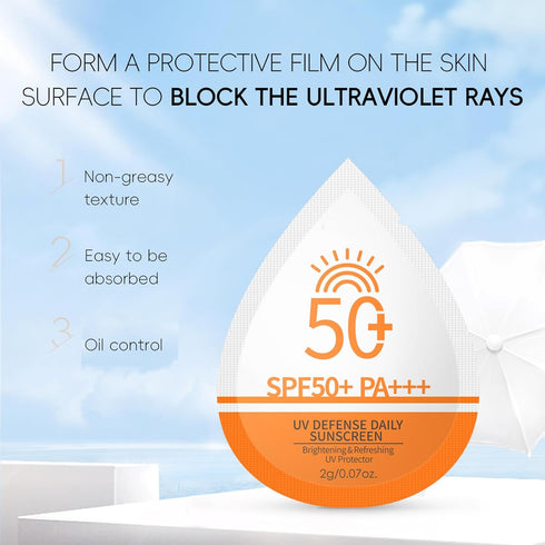 LOTIZUO 50 SPF50 Packets (50 Mini Sunscreen Travel Size Bulk, Pcs Beach Must Haves For Face & Body, Sunscreen Party