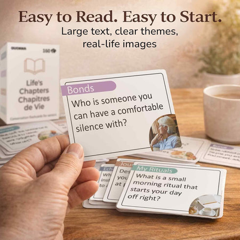 160 QUOKKA Conversation Cards for Seniors Memory Card Game Alzheimer's Dementia Activities Large Print Conversation