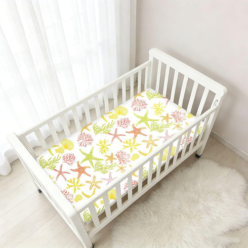 miaozhen 1 Pack 52x28 Cotton Baby Crib Sheets Comfy Breathable Style Coral Animals Toddler Mattresses for Nursery para