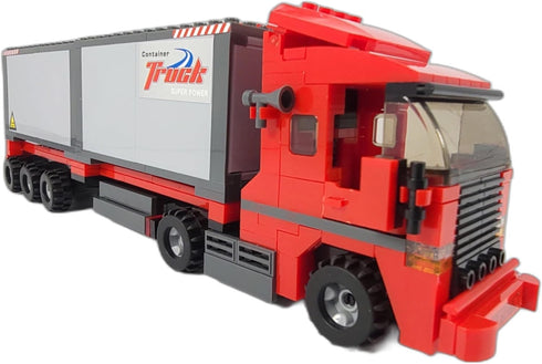 General Jim's Mighty Red Hauler - Double Van Container Semi-Truck Building Blocks Set, 345 Pieces