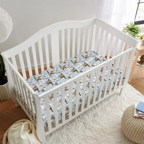 52" 28" HawSkgFub Duck Hunting Mallard Hunter Fitted Standard Crib Sheet for Baby Boy, Wild Animal Bird Reeds Blue
