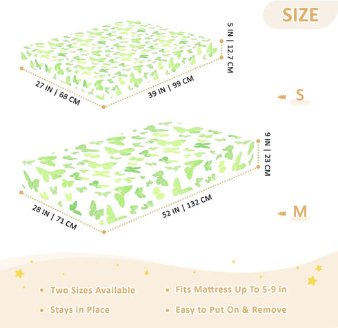 miaozhen 1 Pack 52x28 Cotton Crib Sheets for Baby Boys Girls Ultra Soft Butterfly St Patricks Day Crib Mattress Sheet
