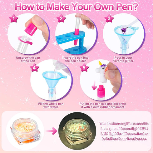 55+ 15 5 6 7 8,Birthday 9 10 11 12 Subao DIY Glitter Gel Pens Making Kit,Pen Creator Studio,Make Your Own Sparkly Cute