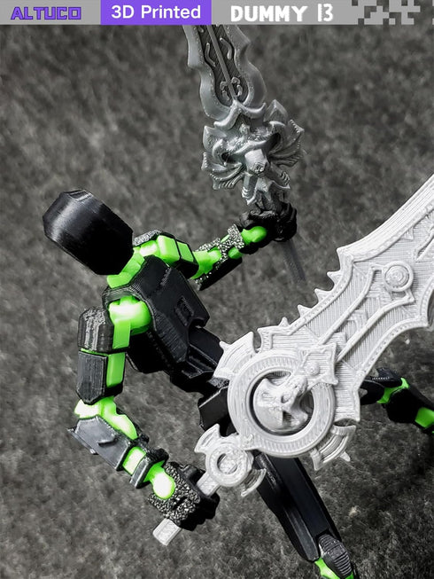 Preassembled Black T13 Action Figure with Multiple Accessories, 3D Printed Multi-Jointed Titan 13 Desktop Toy