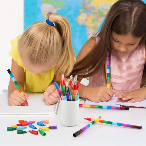 Hxezoc 20 Pieces Stacking Crayons in 12 Colors, Buildable Crayons for Kids, School, Office, and Birthday Party Supplies