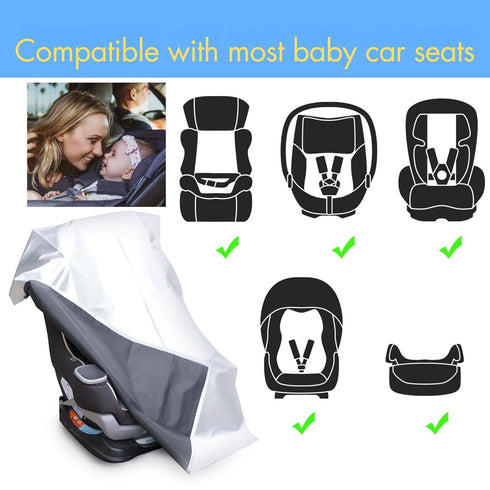 VisionKids Baby Car Seat Sun Shade Cover with Free Storage Bag Included | Infant Car Seat Heat Protector | UV