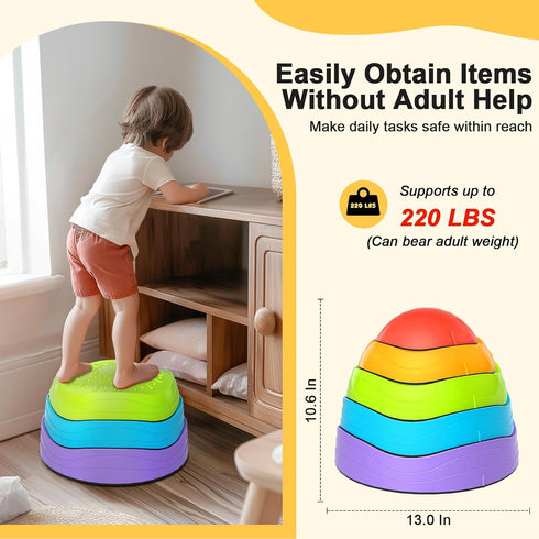 OZMI Balance Stepping Stones for Kids, 5 Pcs Non-Slip Plastic Kit with Storage Bag for Indoor Outdoor Play
