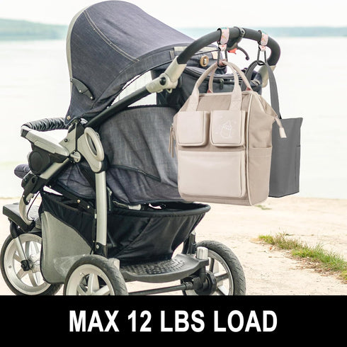 Mommy Backpack 2 Pack, Baby Stroller Hooks for Hanging Bags, Universal Stroller Clips Accessories, Hook for Diaper Bag