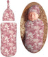Magnolia Floral Newborn Swaddle Blankets Hat Sets Soft Baby Receiving Blanket Swaddle