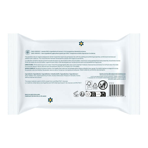72 Count ATTITUDE Baby Wipes Unscented, For Sensitive Skin with Oat, Natural Origin, Dermatollogically Tested