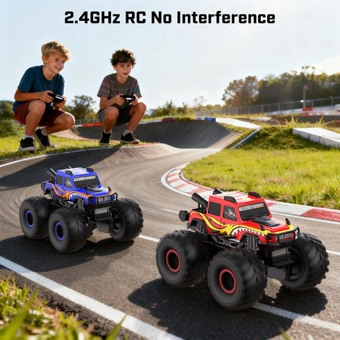 6+, 4X4 2.4GHz 1/18 WayEee Remote Control Car Toys for Kids RC Car Waterproof Monster Truck Toys, Amphibious Pickup