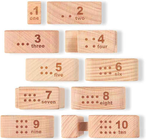 Lasoba 1-10, 10 3 Wooden Number Building Blocks, Large Digit Blocks Pcs Math Blocks Number Toys for Kids, Educational