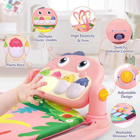 UMIKU Tummy 0-6 6-12 Baby Play Mat Baby Time Mat Activity Center for Newborn Infant Piano Play Gym Mat Music & Light